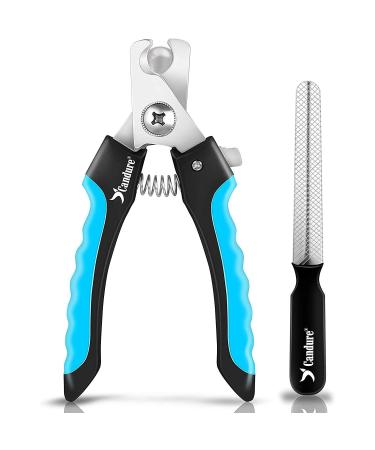 CANDURE Dog Nail Clippers for Large Medium and Small Breed Professional Pet Nail Clipper Suitable for Cats Rabbits and Guinea Pigs With Safety Lock and Protective Guard to Avoid Over Cutting (6") Blue Large to Medium