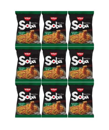 Nissin Soba Fried Instant Noodles Wok Style Teriyaki Flavour (Pack of 9) by CNMART