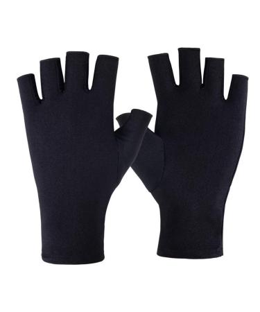SONGQEE Anti UV Gloves for Gel Nail Lamp Professional Protection Gloves for Manicures UV Shield Gloves Nail Art Skin Care Fingerless Glove Protect Hands Home Outdoor Use (Black) (Black)
