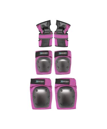 Hover-1 Nylon Protective Elbow Pads | Knee Pads & Wrist Guards, For Ages Above 8, Hard PP Shells for Impact Resistance & EVA Foam Protective Padding, Medium, Pink