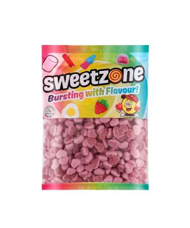 Sweetzone Fizzy Strawberries Heart Sweets - 1kg Bag of Strawberry Sweets Chewy Sweets - Mouthwatering Gummy Sweets Fruit Chews - Halal Sweets Irresistible to All Sweets Lovers