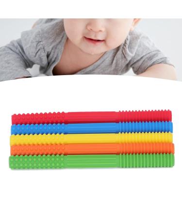 Baby Teething Tube Toys - 5 Pack Silicone Chewing Straws for Toddlers & Infants - Bite Resistant 5 Colors - Buy Online on SooperMarket.com