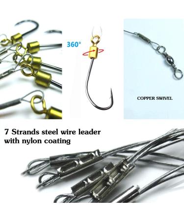 Fishing Hook with Leader 5 Hooks Fishing Rig - 7 Strands Nylon Coated Leader | Swivel Snap Hooks | 18# 1 Hook Rig - Buy Online on SooperMarket.com