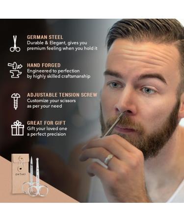 ONTAKI 3 Scissors Pack: German Beard & Mustache, Nose Hair Scissors Set - Buy Online on SooperMarket.com