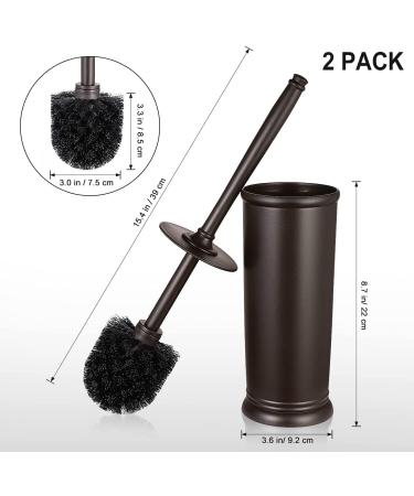 Toilet Bowl Brush Holder Set: 2 Pack Modern Deep Cleaning Bathroom Toilet Scrubber with Caddy for rv - Rim Decorative Accessories Cleaner Brushes for Toilet - Bronze A-bronze - Buy Online on SooperMarket.com