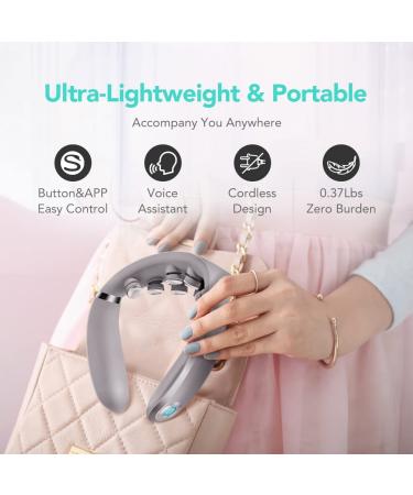 SKG Cordless Neck Massager with Heat & Vibration | G7 PRO Portable Electric Cervical Massager | Pain Relief for Women & Men - Silver Grey - Buy Online on SooperMarket.com