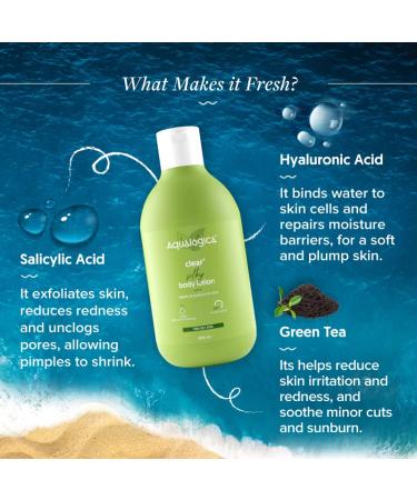 Clear+ Silky Body Lotion for Oily Skin | Green Tea & Salicylic Acid | 24-Hour Moisturization | Relieves Body Acne & Itching | 10.14 Fl Oz - Shop Internationally - Buy Online on SooperMarket.com