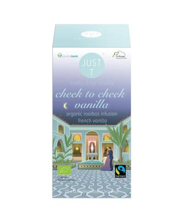 JUST T Cheek to Cheek Vanilla Premium Double Chamber Tea Bag (20 pcs) Organic Rooibos Tea Infused with French Vanilla Biodegradable Organic Tea Bags High-Grown Leaf Tea Powder Blue Cheek to Cheek Vanilla 3 Count (Pack of 1)