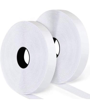 27Ft x 1 Inch Self Adhesive Strips  Heavy Duty Strong Back Sticky Fastening Hook Tape Nylon Fabric Fastener Mounting Loop Tapes for Sewing  Crafting DIY- Indoor or Outdoor Use (White) White 27Ft