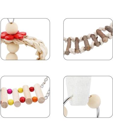 Taecoool 8-Part Wooden Parrot Toys - Natural Chewing & Hanging Bell for Cockatiels Finches & Small Parrots - Buy Online on SooperMarket.com