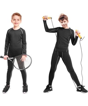 Linlook Kids Thermal Underwear Set - Breathable Winter Sports Gear | Long-Sleeved Top & Long Underpants for Ski & Football (Size 24 Black) - Buy Online on SooperMarket.com