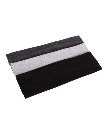 Mapofbeauty 3 Pack Yoga Head Bands Stretchy Cotton Head Band Hairwarp Sport Run Exercise Gym (black+dark gray+gray) black+dark gray+gray