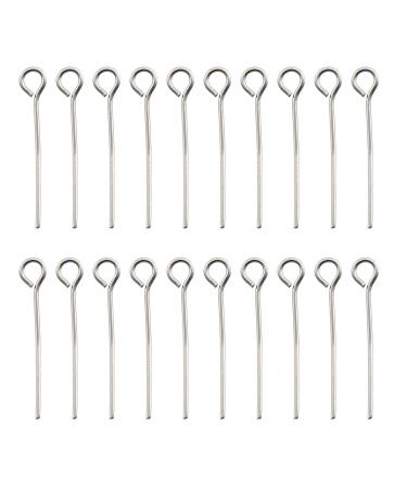Tegg Eye Pin 200PCS 0.8inch/20mm 304 Stainless Steel Open Eyepins Headpins for Jewelry Necklace Making