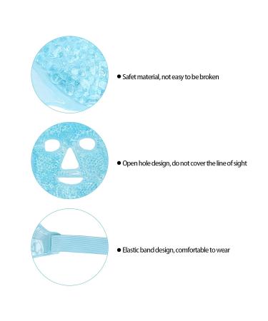 Reusable Gel Beads Face Eye Mask | Hot & Cold Compress for Puffy Eyes Dark Circles Relief | Stress & Migraine Relief Spa Mask (Blue - Buy Online on SooperMarket.com