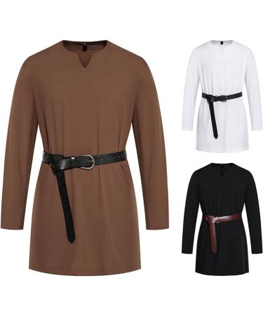 Buy Rumaozia Men's Middle Ages Cotton Tunic | Viking Shirt for Halloween Cosplay - Adlige Tunika & Warrior Costume - Buy Online on SooperMarket.com