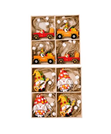 Cabilock 2 Boxes Thanksgiving Pendant Thanksgiving Gnome Pendant Festive Pendant Cartoon Wooden Accessories