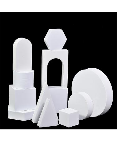 Yoocheese 12PCS Product Photography Photo Props : Hard Foam Geometric Shapes for Jewelry Cosmetic Flat Lay Photo Shoot (White)