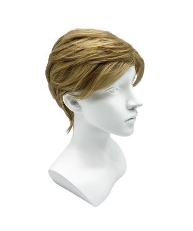 SKHAOVS Mens Short Blonde Wig Natural Layered Blonde Color Wig Layered Synthetic Cosplay Wig with Bangs for Male Halloween Party Costume Daily Blonde Short Heat Resistant Synthetic Hair Wig (Blonde)