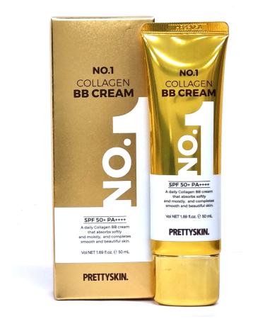 PS.PRETTYSKIN NO1 Anti-Wrinkle Collagen Facial BB Cream SPF50+ / PA++++ (1.69 fl.oz.) with Zinc Oxide Titanium Dioxide collagen for oil-moisture balance soft glow