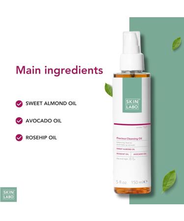 SkinLabo - Precious Cleansing Oil Balancing Cleanser and Make-up Remover Removes Stubborn Make-up with Sweet Almond Oil and Avocado Oil - 150 ml - Buy Online on SooperMarket.com