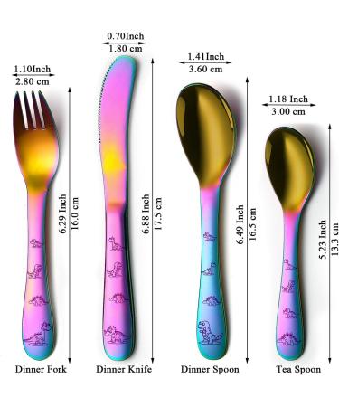Evanda Rainbow Toddler Utensils Rainbow Titanium Coated 4 Pieces Stainless Steel Toddler Silverware Set Kids Utensils Forks and Spoons Mirror Polished Smooth Round Tableware and Dishwasher Safe 3.rainbow - Buy Online on SooperMarket.com