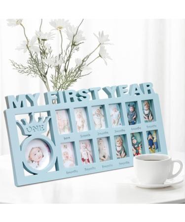 My First Year Baby Photo Frame - Baby Hand and Footprint Kit for New Mums and Dads - 1-12 Months Album and Keepsake Frame - Blue - Buy Online on SooperMarket.com