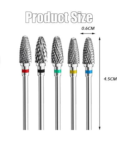 5pcs Tungsten Nail Drill Bits Set for Acrylic Nails - Professional Cuticle Polishing Bits for Manicure Pedicure - Electric Nail Files for Salon & Home Use - Buy Online on SooperMarket.com