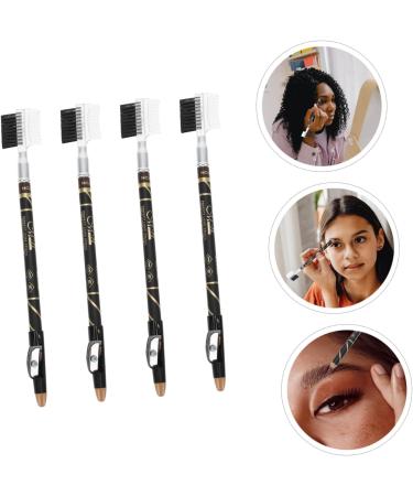 BELLIFFY 4pcs Two-in-one Eyebrow Pencil Eyebrow Makeup Pencils Black Eyebrow Pencil Brow Pencils Brown Wooden - Buy Online on SooperMarket.com