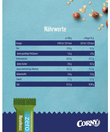 Oat Bar Corny Haferkraft Zero Hazelnut - No Added Sugar 125 kcal Vegan Bulk 48x35g - Healthy Snack for Shipping Worldwide - Buy Online on SooperMarket.com