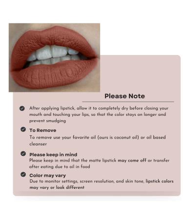 Mynena Terracota Brown Matte Lip Stain - Long Lasting, Waterproof, No Smudge, Talc-Free, Gluten-Free | Zoe - Buy Online on SooperMarket.com