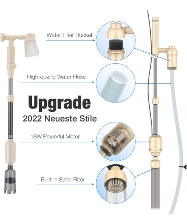 Bedee 6-in-1 Aquarium Gravel Cleaner & Siphon Filter Set - Adjustable Flow Control, DC 12V 18W - Beige - Buy Online on SooperMarket.com