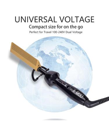 Dan Technology Mini Hot Comb - Dual Voltage Electric Hair Straightener for Travel & Home - Professional Pressing Comb for Natural Black Hair - Gold - Buy Online on SooperMarket.com