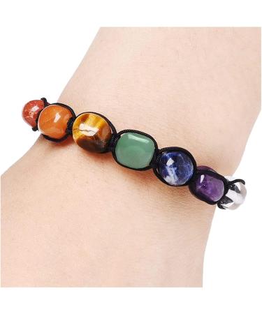 Amethyst Rough Stone 7 Chakra Stone Yoga Bracelet Reiki Healing Crystal Natural Amethyst Gemstone Jewelry Braided Rope Bracelets For Women Girl Gift Natural Crystal 7 Chakra - Buy Online on SooperMarket.com