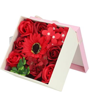 Simulation Flower Bath Soap Women Exquisite Flower Soap Gift Box for Birthday Valentines Day Christmas for Her Women Teens Girls Mom Birthdays (Red) - Buy Online on SooperMarket.com