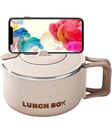 Durable Remen Noodle Container 1200ml Ramen Cooker Soup Mug Japanese Ramen Picnic Tableware for Pasta Dishes Portable Safe Reusable Noodle Bowl High Capacity Noodle Cooker for Home Picnic Beige - Buy Online on SooperMarket.com