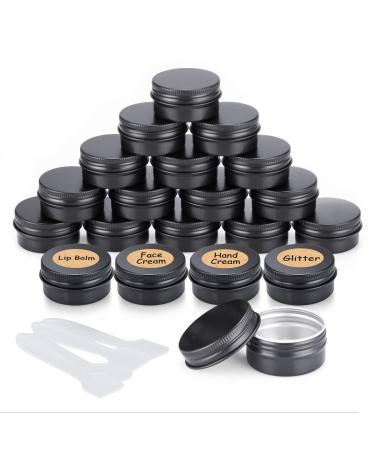 20 pieces aluminum empty jars round travel cream jar for cream lotion masks cosmetics nail art (20 ml) (black)