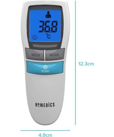 HoMedics No Touch Infrared Thermometer - Non-Contact Forehead Temperature Reader | Instant Measurement, LCD Display, Fever Alarm | Night Mode, Auto-Off | 2yr Guarantee - TE-200 - Buy Online on SooperMarket.com