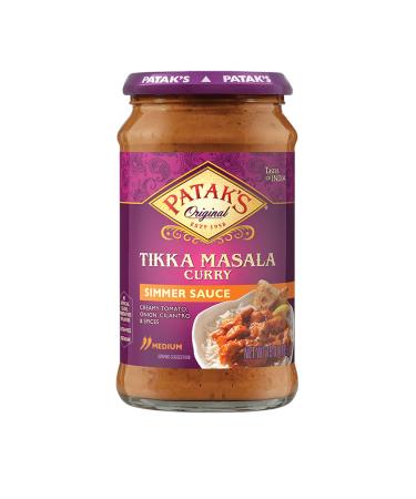Patak's Tikka Masala Simmer Sauce - 15 Oz (Pack of 3)  With Creamy Tomato, Onion, Cilantro, and Spices, No Artificial Flavors, Gluten Free, Vegetarian Friendly