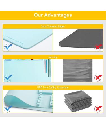 Silicone Art Mat with Cup - Painting, Resin Casting, and Crafts - Artist Mat with Pen Holders for Kids - Clay, DIY Creations, Play Doh - Blue - Buy Online on SooperMarket.com
