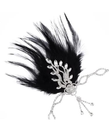 Silver FRCOLOR Flapper Headband 1920's Great Gatsby Vintage Feather Rhinestone Headpiece - Buy Online on SooperMarket.com
