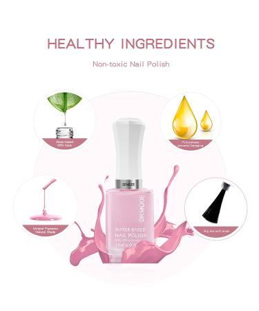 Non Toxic Peel Off Nail Polish Set - Quick Dry Water-Based Lacquer for Women & Kids - 4 Colors with Base Coat & Top Coat - 5 Bottles 0.5 fl oz - Buy Online on SooperMarket.com
