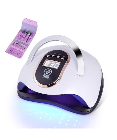 Fahani Led UV Nail Lamp for Gel 168W Professional Gel Nail Polish Dryer with 36 UV Lights Infrared Sensing 4 Timers with 12 Pcs Facial Manicure and Pedicure Set Portable Nail Lamp Curing Nail Art