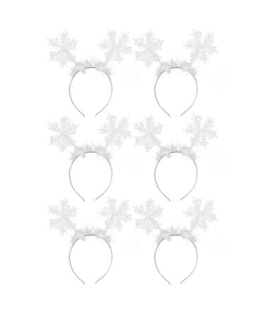 Lezevn Snowflake Headband Christmas Feather Glitter Snowflake Hair Hoop for Girls Party Banquet Hair Accessory (6)