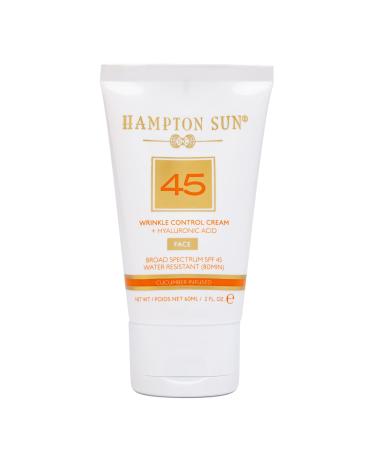 Hampton Sun SPF 45 Face Cream  2 fl oz. - Wrinkle Control Broad Spectrum Daily Facial Sunscreen for Sensitive Skin  Hyaluronic Acid + Cucumber Infused Hydrating SPF for Face