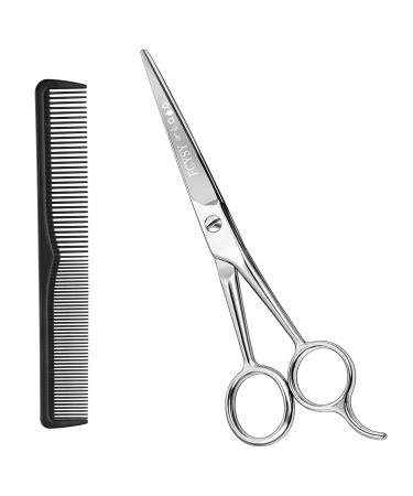 Hairdressing Scissors Hair Cutting Scissor Fcysy 6 Inches Professional Haircut Hair Dressing Scissors and Comb Sets Hairdresser Scissors Hair Shears Beard Scissors Barber Accessories for Men Women Silver Hairdressing Scissors