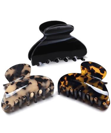 FSMiling Medium-Sized Non-Slip Hair Clips for Fine Hair - Celluloid Turtle & Leopard Patterns - Perfect for Thin & Thick Hair - Buy Online on SooperMarket.com