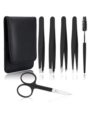 Tweezers   6+1 PCS  Tweezer Kit  Professional Tweezers Set  Eyebrow Tweezers  Tweezers for Women Facial Hair  Men Women Eyebrow Tweezer Set  Tweezers for Wig Plucking  Ingrown Hair Removal  Splinter
