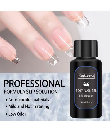 Lofuanna Poly Gel Slip Solution 80ML - Professional Kit for Extender Gel Builder Gel UV/LED Nail Tips - with Nail Brush and Acrylic Glass - 2PCS - Buy Online on SooperMarket.com