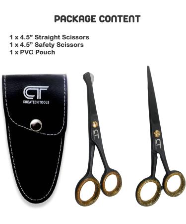 CT 4.5 Small Hair Scissors Set - Precision Beard Trimming for Men & Kids - Round Tip Facial Grooming Scissors - Buy Online on SooperMarket.com