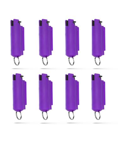 Pepper Spray Keychain - Maximum Strength MC 1.44 - Pepper Sprayer Self Defense - Wholesale Items for Resale Bulk (Purple/Pink (8 Pack))